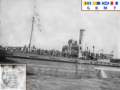 the Phillip M with hundreds of troops lining the rails